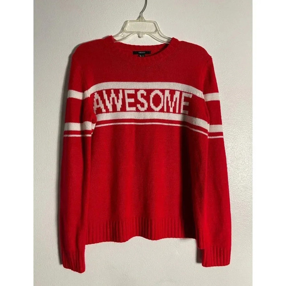 Forever 21 Womens Pullover Long Sleeve Crew Neck Knit Sweater Red S - Picture 1 of 4